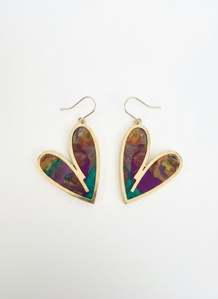 Funky Rainbow Heart Earrings