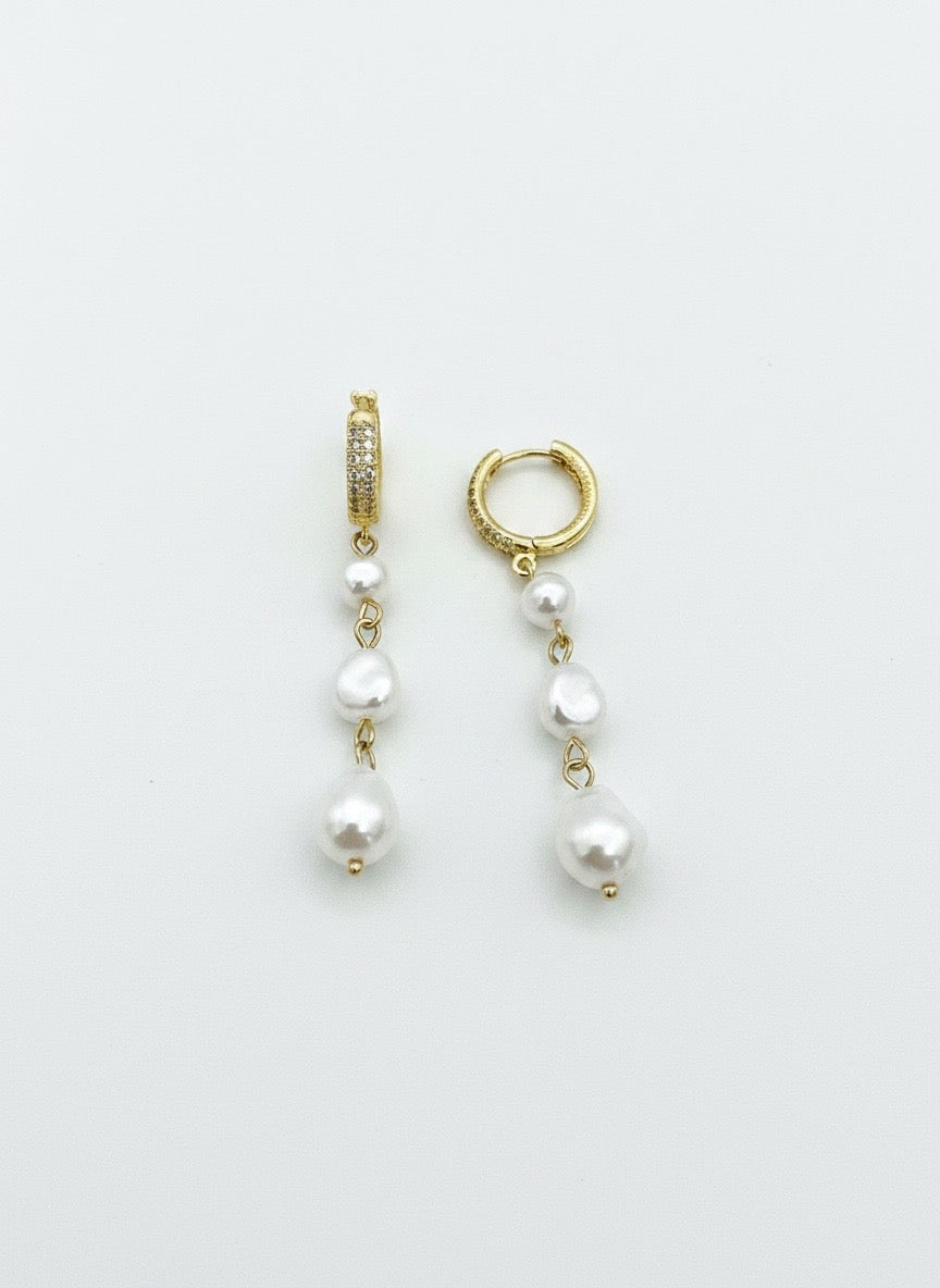 Mermaid Pearl Huggie Drops