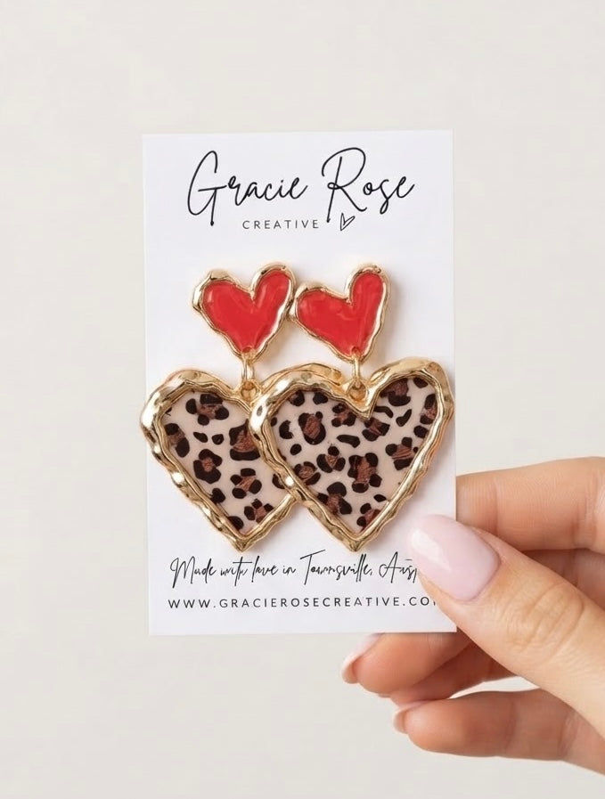 Cross Your Heart (mini red leopard)