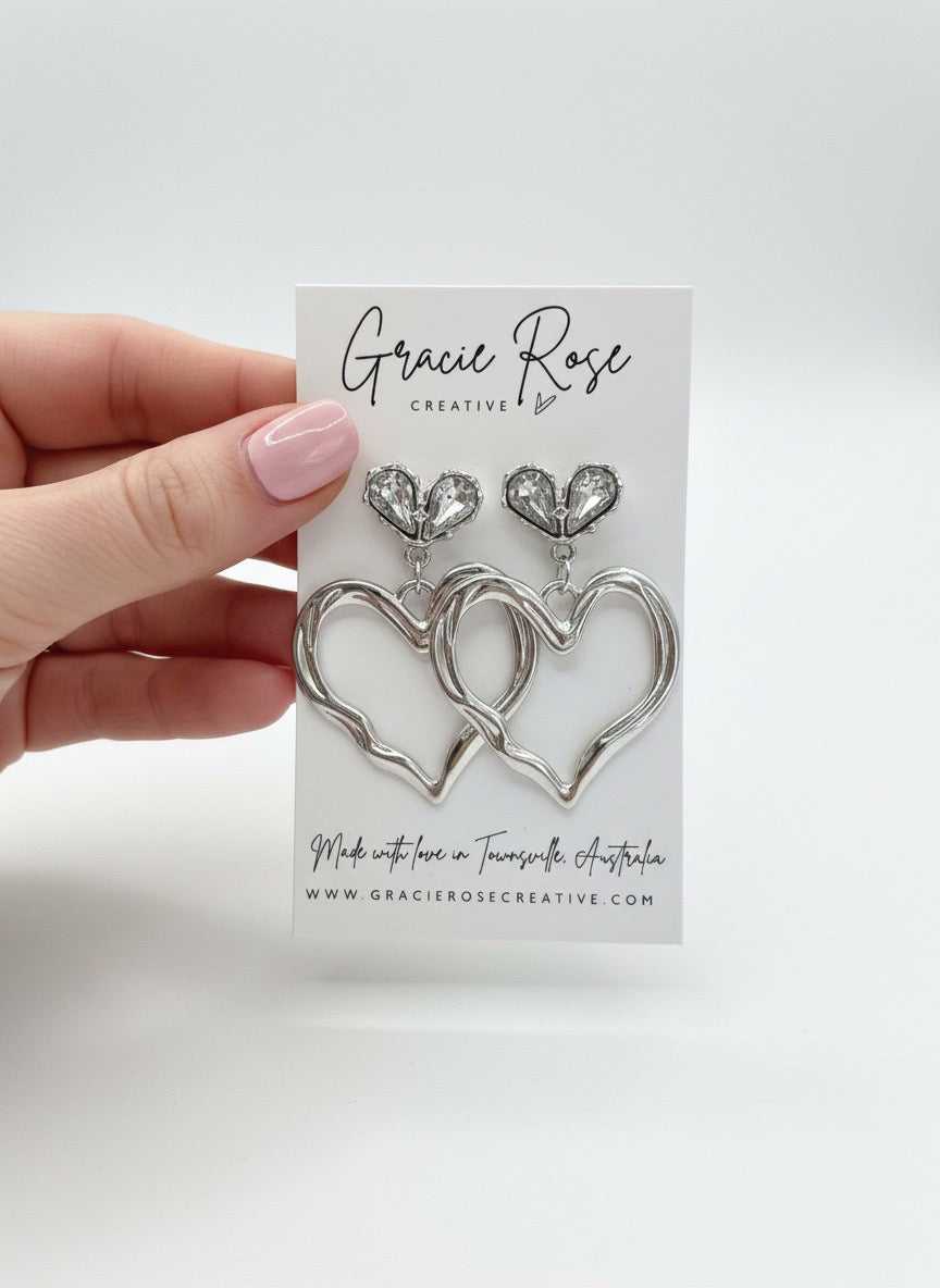 Juliet Silver Heart Drops