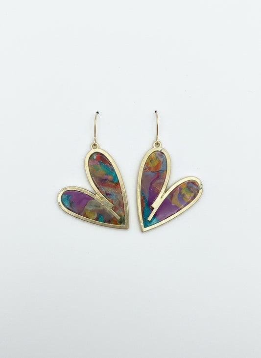 Funky Rainbow Heart Earrings