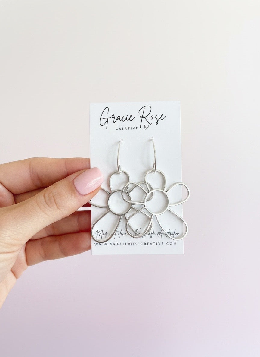 Silver Bloom Statement Earrings