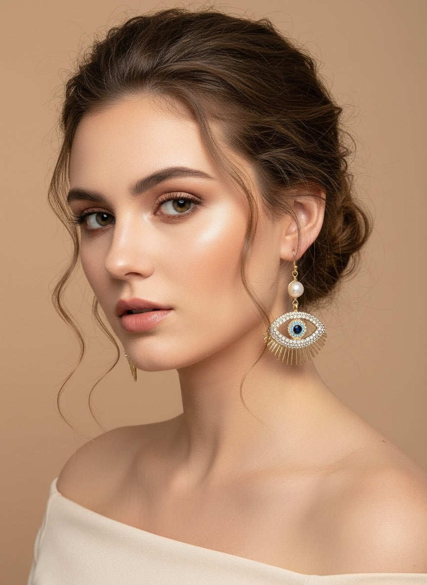 Pearl Evil Eye Statement Drops