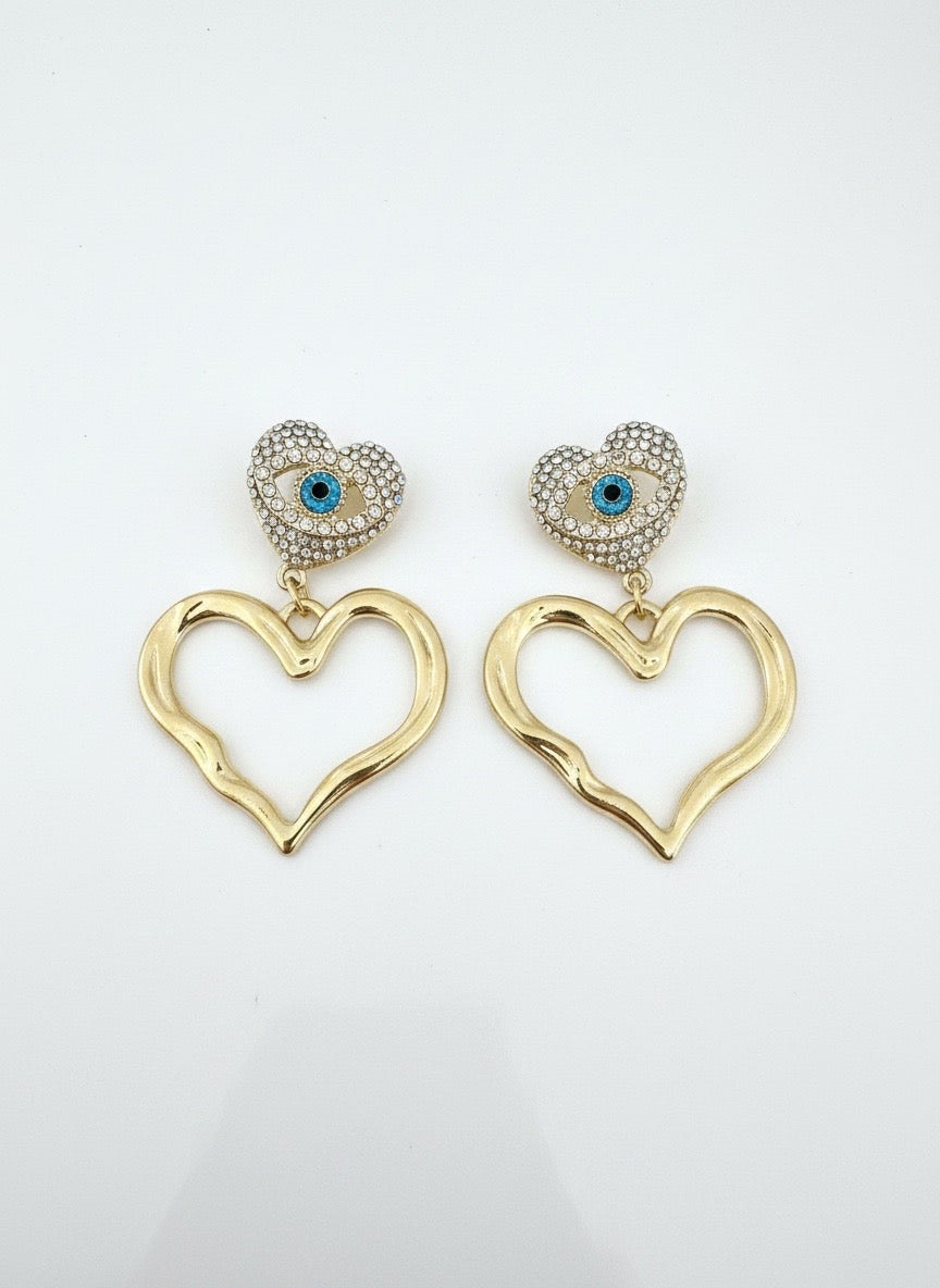 Golden Evil Eye Heart Drops