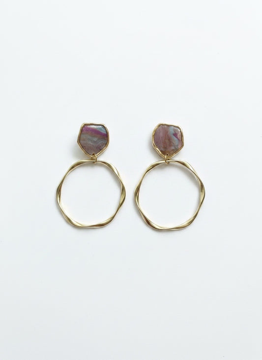 Moonlight Marble Hoop Drops