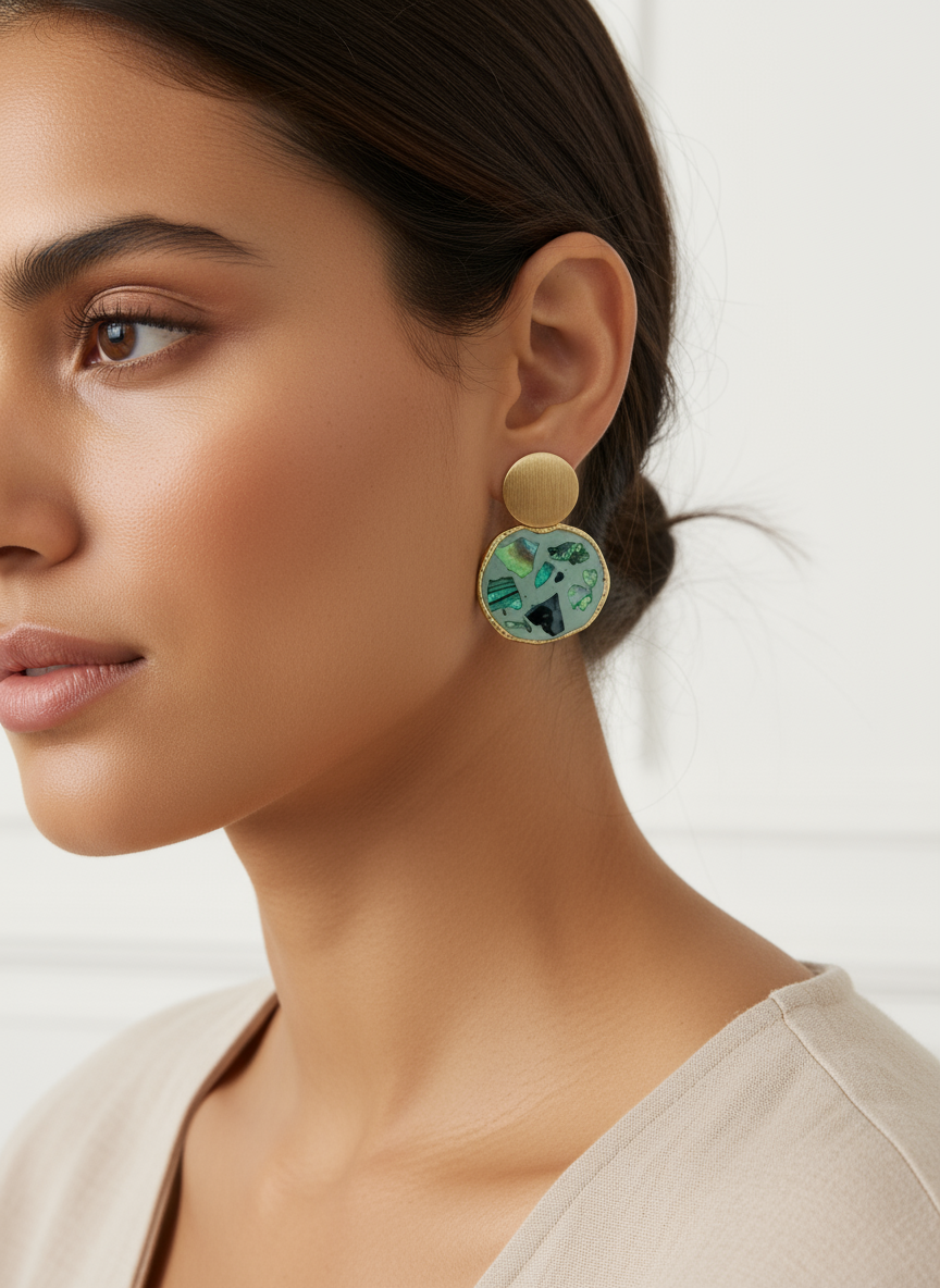 Sage Mosaic Mini Studs