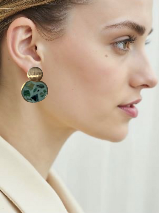Sage Mosaic Mini Studs